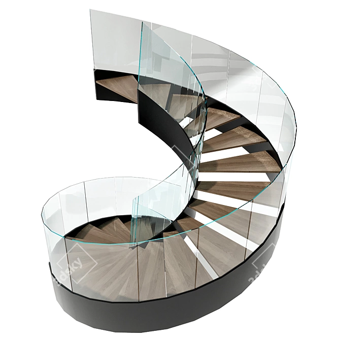 Minimalist Spiral Stair 3D Model 3D model image 2