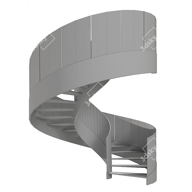 Minimalist Spiral Stair 3D Model 3D model image 4