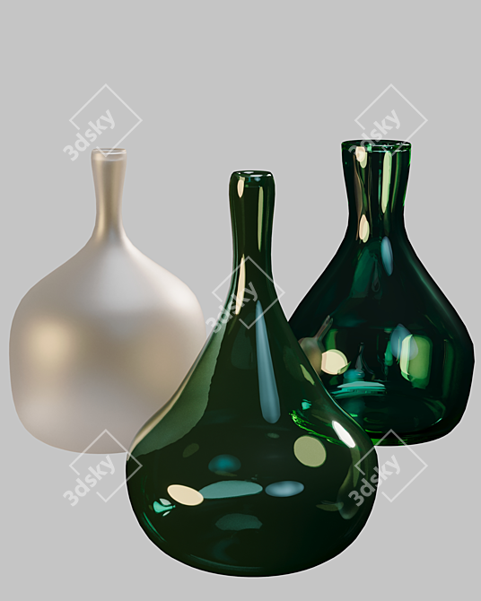 Elegant Set of Decorative Vases 3D model image 1