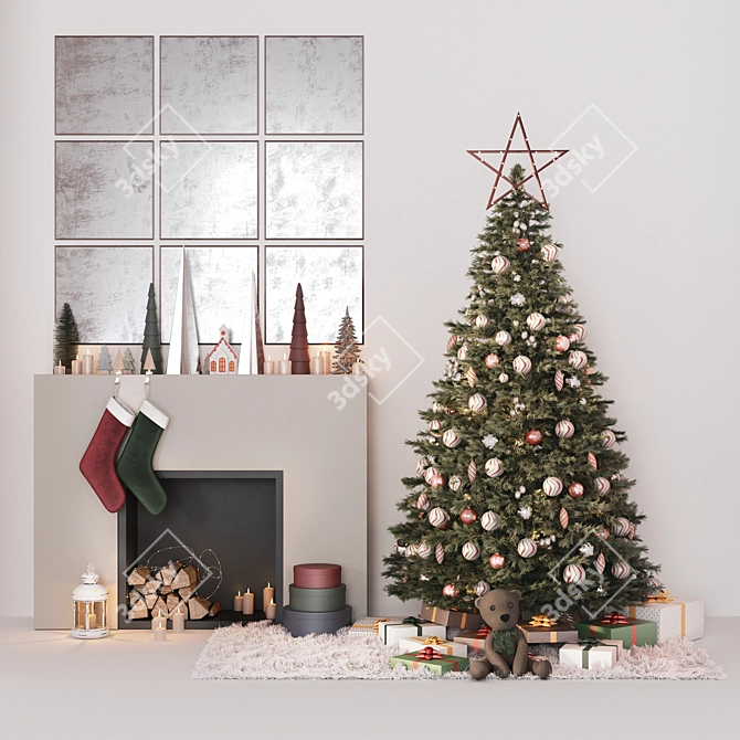 Festive Tree Model with Decor 3D model image 2