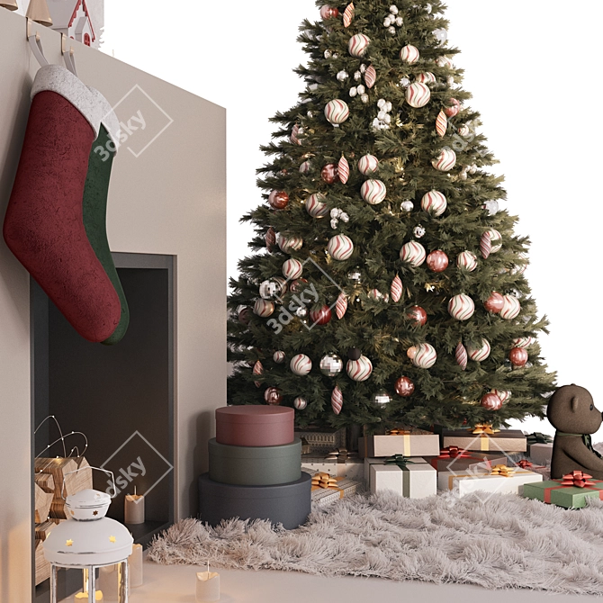 Festive Tree Model with Decor 3D model image 5