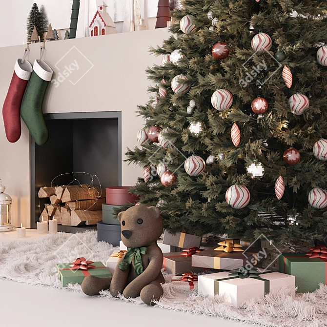 Festive Tree Model with Decor 3D model image 6