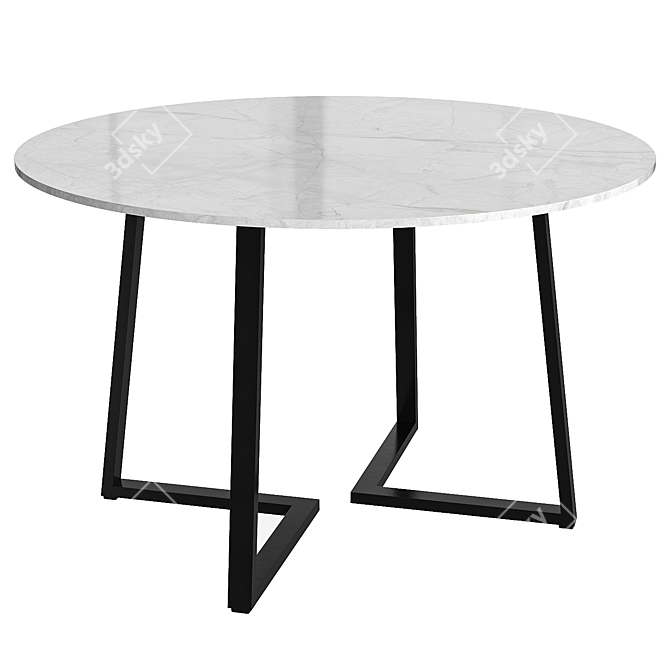 Elegant Black Marble Dining Table 3D model image 1