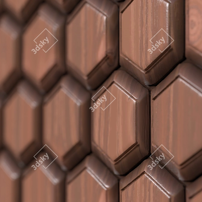 Seamless Wooden Panel PBR Texture 3D model image 6