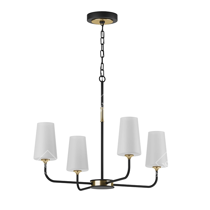 Minimalist 4-Light Black Forged Chandelier 3D model image 1