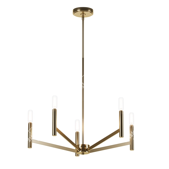 Satin Brass Minimalist Chandelier 3D model image 2