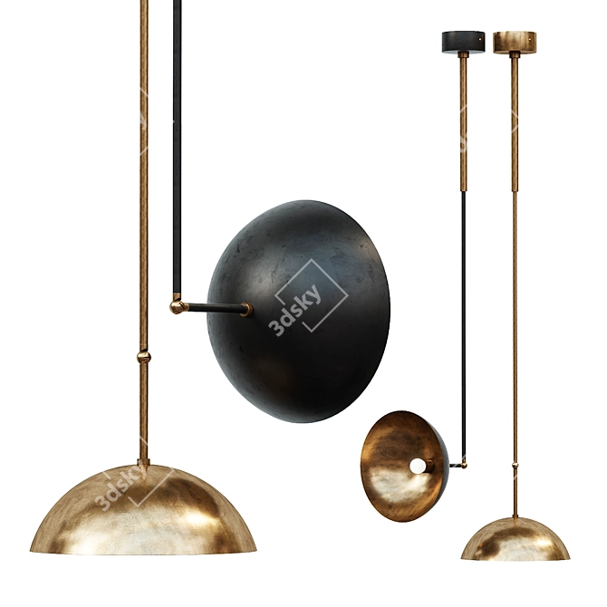 Sculptural Brass Pendant Light 3D model image 1