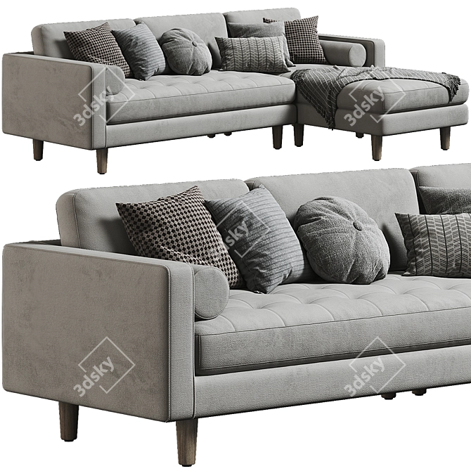 Modern Scandinavian Chaise Longue Sofa 3D model image 1