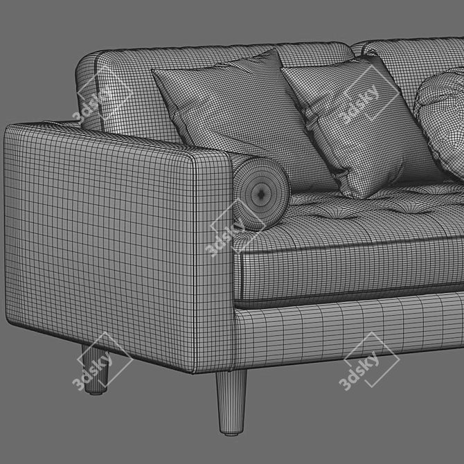 Modern Scandinavian Chaise Longue Sofa 3D model image 4