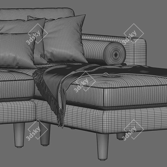 Modern Scandinavian Chaise Longue Sofa 3D model image 5