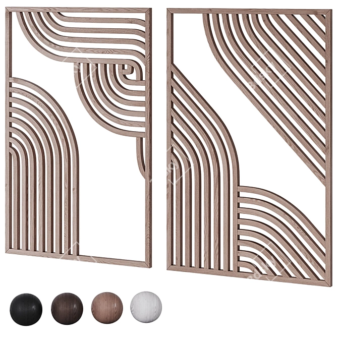 Modern Wood Wall Art Sculpture 3D model image 1