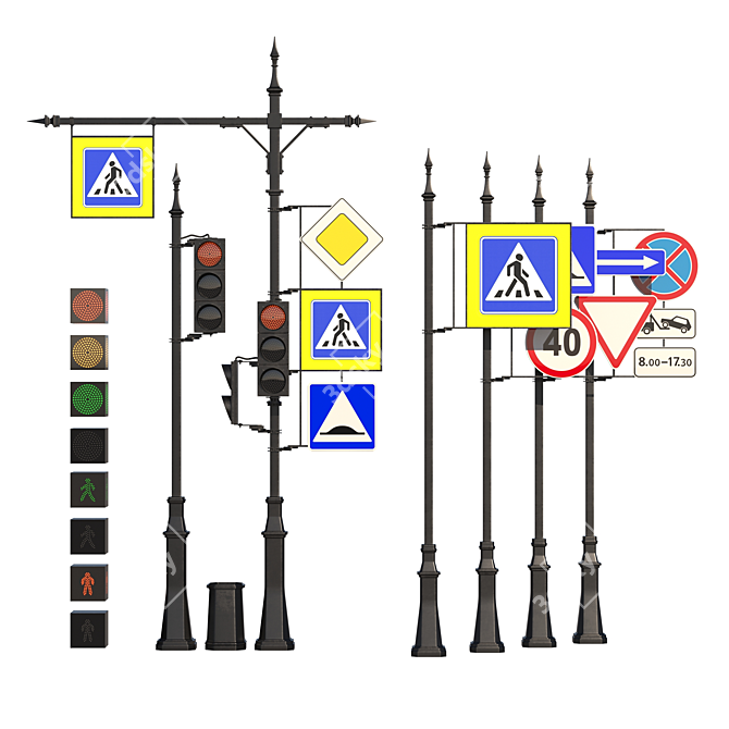 Traffic Signal - LED Light 3D model image 1