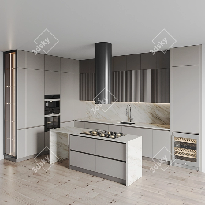 Modern Kitchen 3D Models Set 3D model image 2