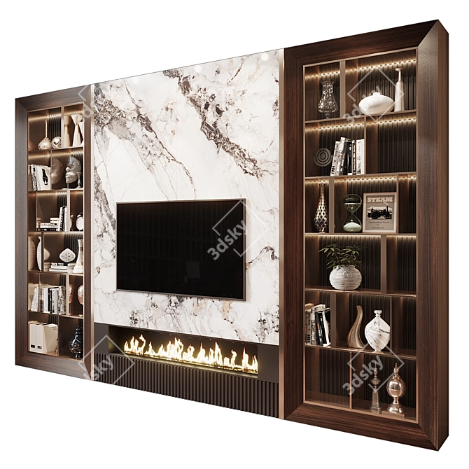 Modern TV Wall Decor Shelf 3D model image 2