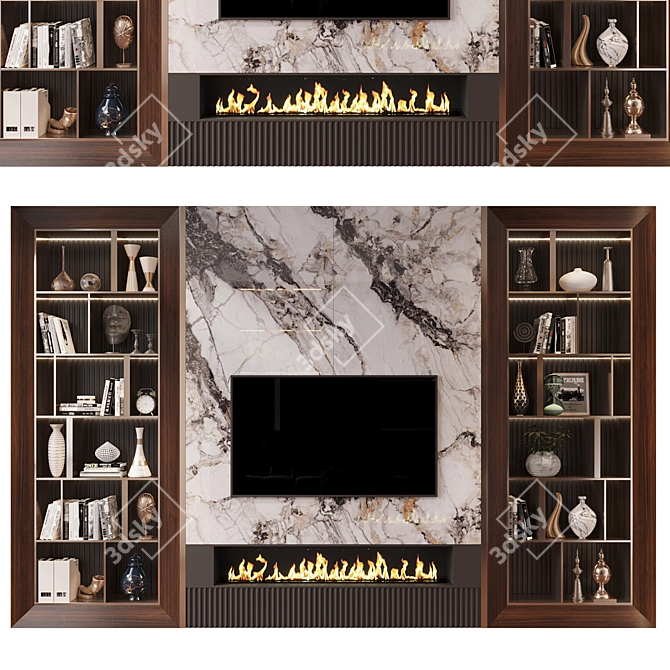 Modern TV Wall Decor Shelf 3D model image 5