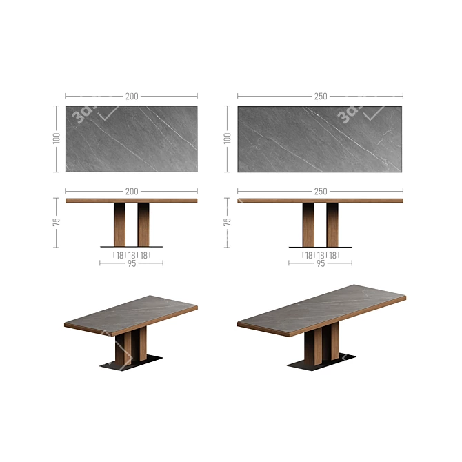 Twix 2 Dining Tables Set 3D model image 7