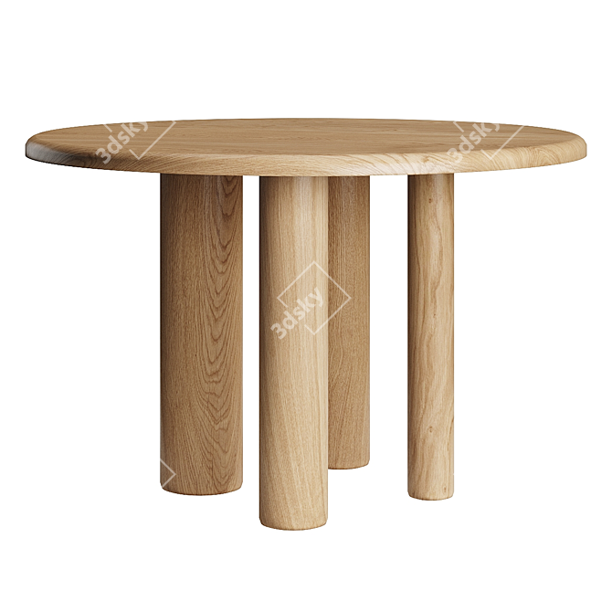 Elegant Ash Wood Round Table 3D model image 2