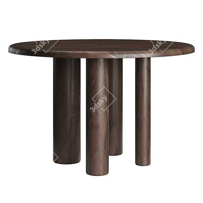 Elegant Ash Wood Round Table 3D model image 3