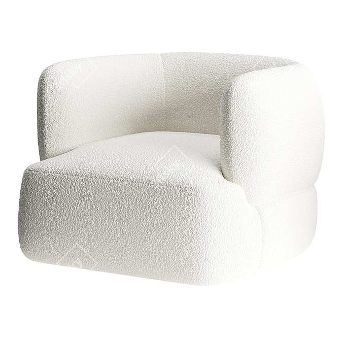 Cozy Off-White Shearling Armchair 3D model image 1