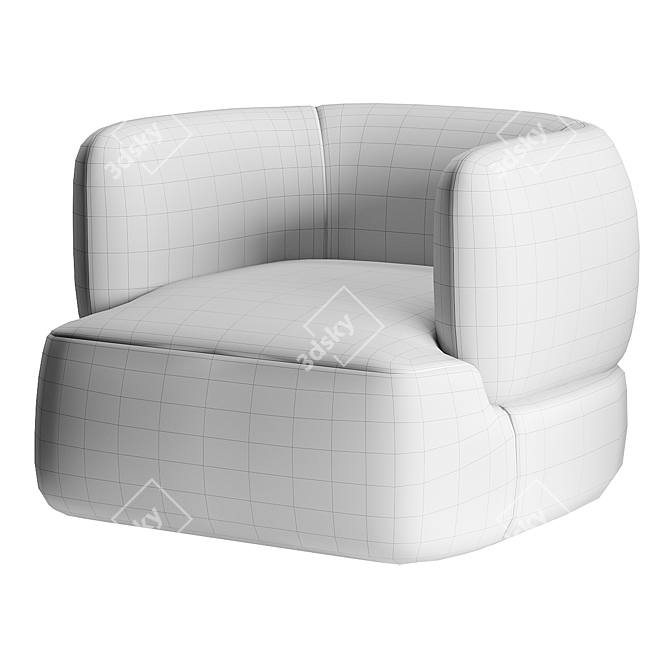 Cozy Off-White Shearling Armchair 3D model image 2