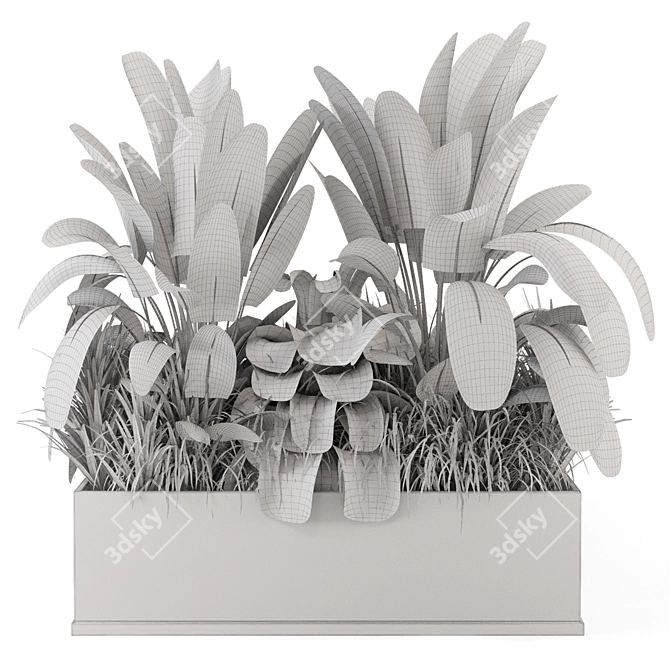 Handmade Black Pot Plants Set 3D model image 3