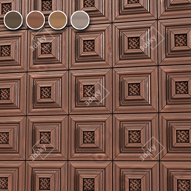 PBR Wooden Wall Panel Texture 3D model image 1