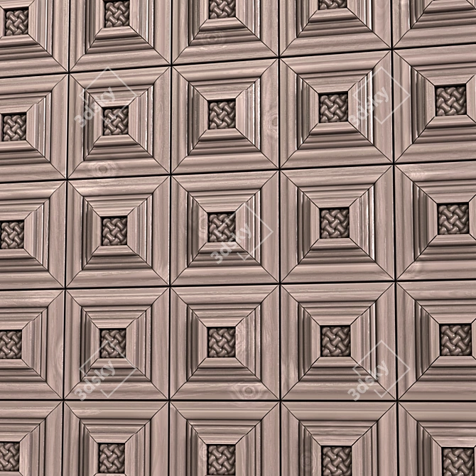 PBR Wooden Wall Panel Texture 3D model image 3