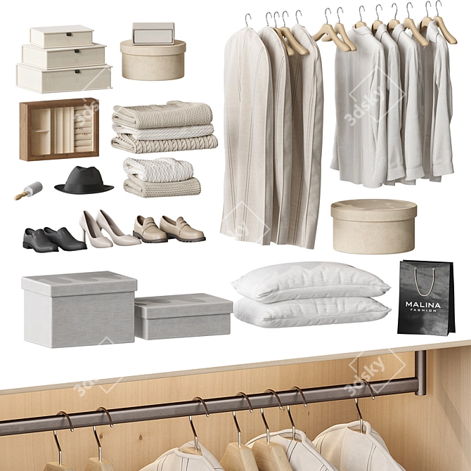 Organized Zara Home Wardrobe Storage 3D model image 8