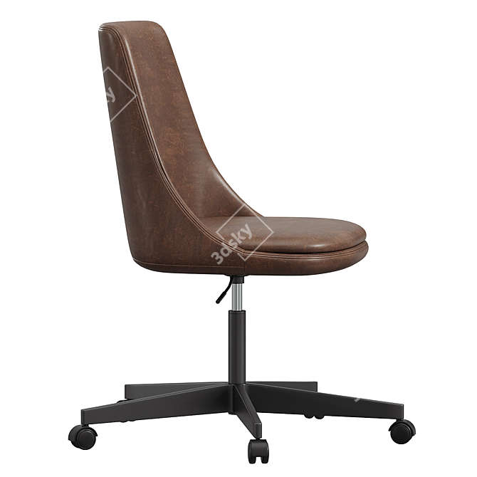 Sleek Leather Swivel Office Chair 3D model image 2