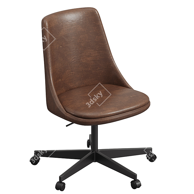 Sleek Leather Swivel Office Chair 3D model image 3