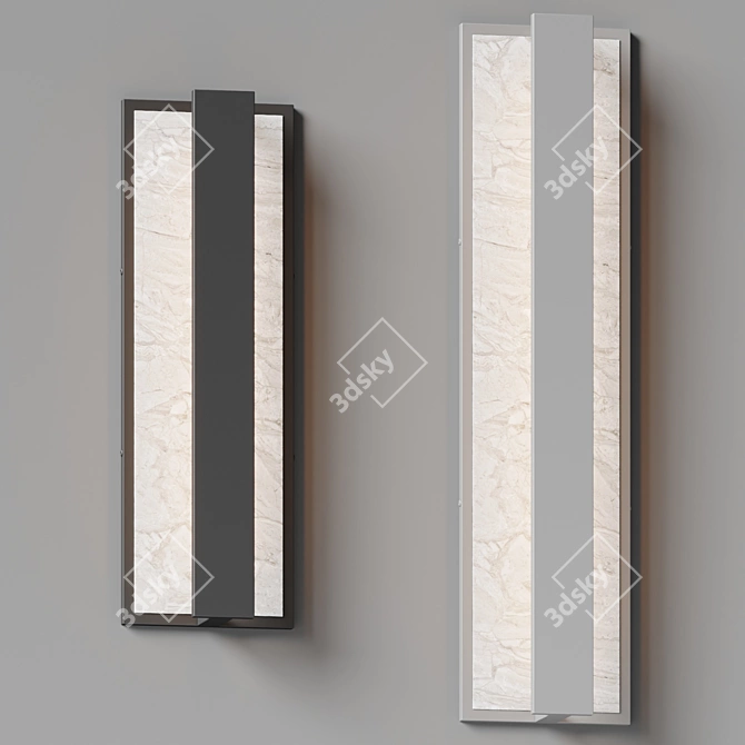 Modern Stone and Metal Wall Sconce 3D model image 2