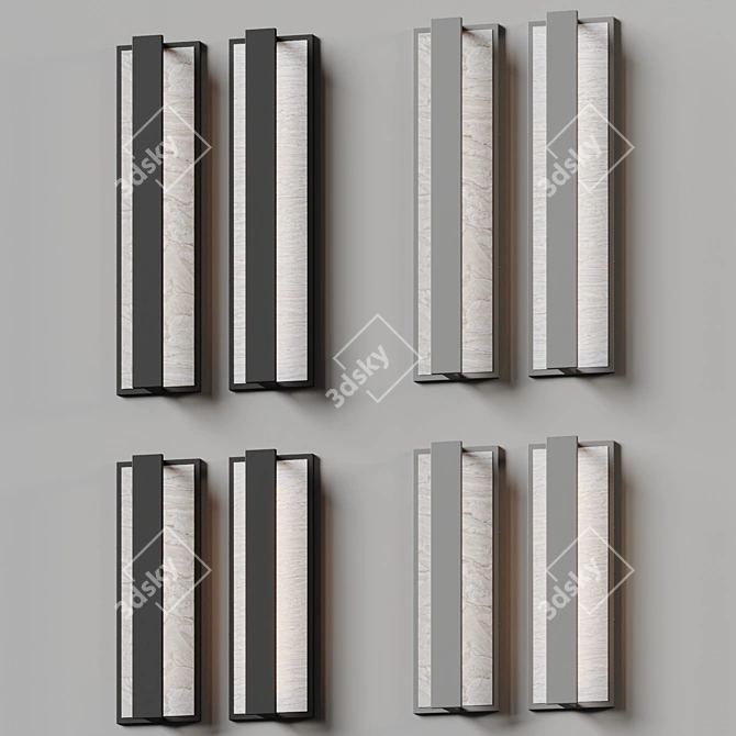 Modern Stone and Metal Wall Sconce 3D model image 3