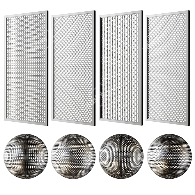 Customizable Decorative Grille Set 3D model image 1