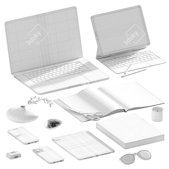 Apple Tech Desk Set 3D model image 6