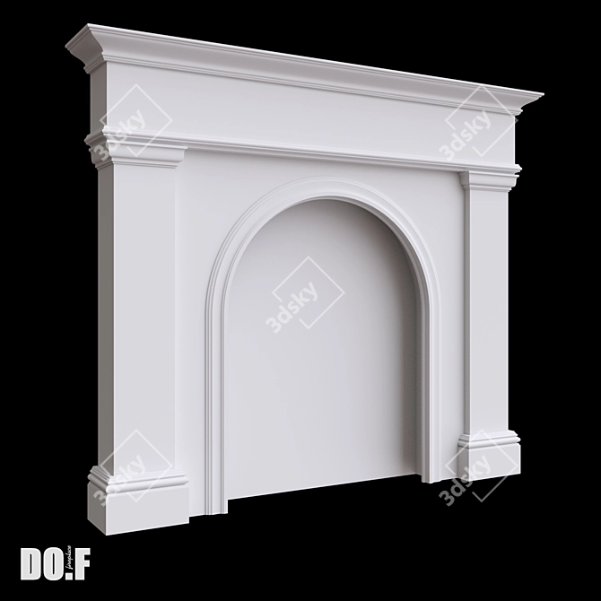 Customizable Gypsum Fireplace Portal 3D model image 1