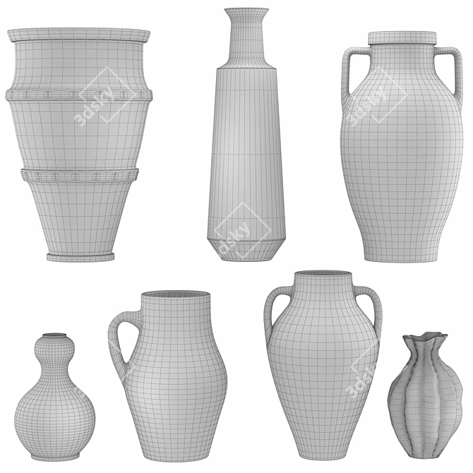 Variety Heights Vases Set 3D model image 4