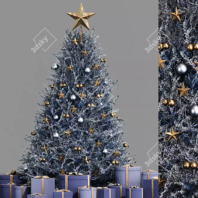 Festive Christmas Tree with Decorations 3D model image 1