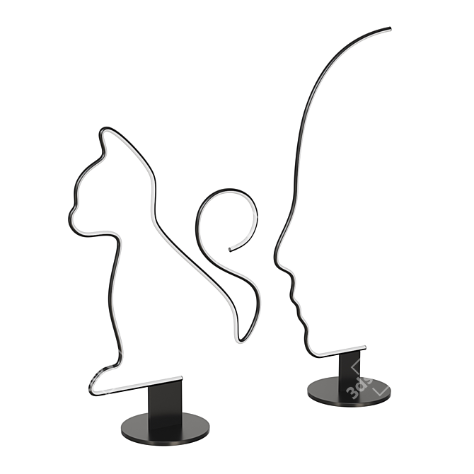 Feline Glow Torchiere Lamp 3D model image 1