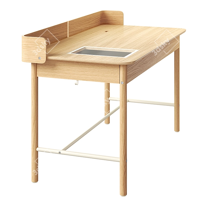 Modern Oak Desk Model Set 3D model image 2