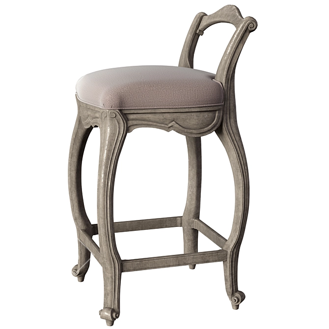 Luxurious Oak Astor Barstool 3D model image 2