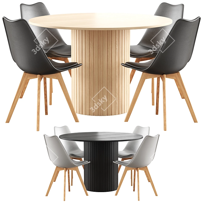 Hill Kitchen Table & Fran Chairs 3D model image 1