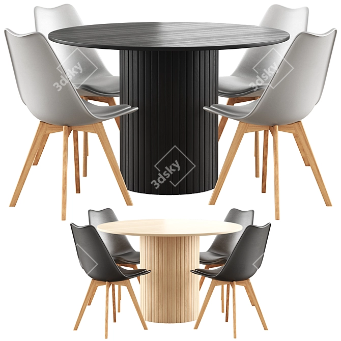 Hill Kitchen Table & Fran Chairs 3D model image 2