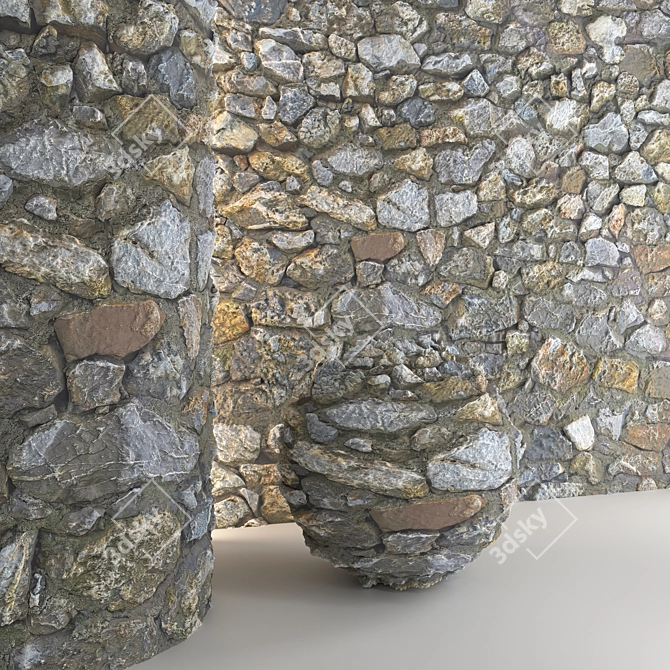 High-Quality Stone Wall Assets 3D model image 1