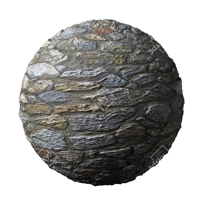 High-Quality Stone Wall Assets 3D model image 6