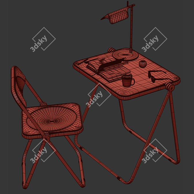 Adjustable Folding Desk Set 3D model image 5