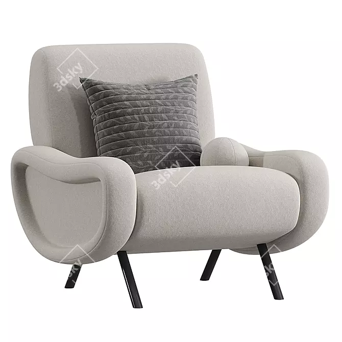 Luxurious Fabric Armchair - Elegant Design 3D model image 2