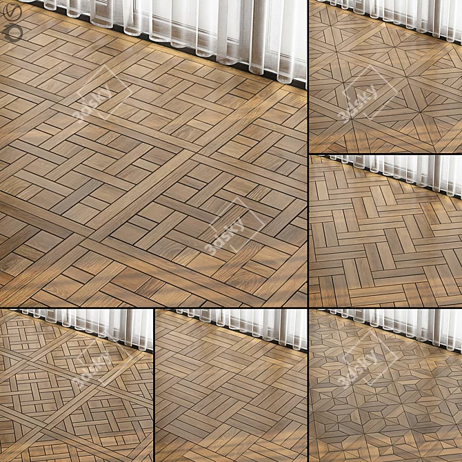 PBR Seamless Wooden Parquet Materials 3D model image 1