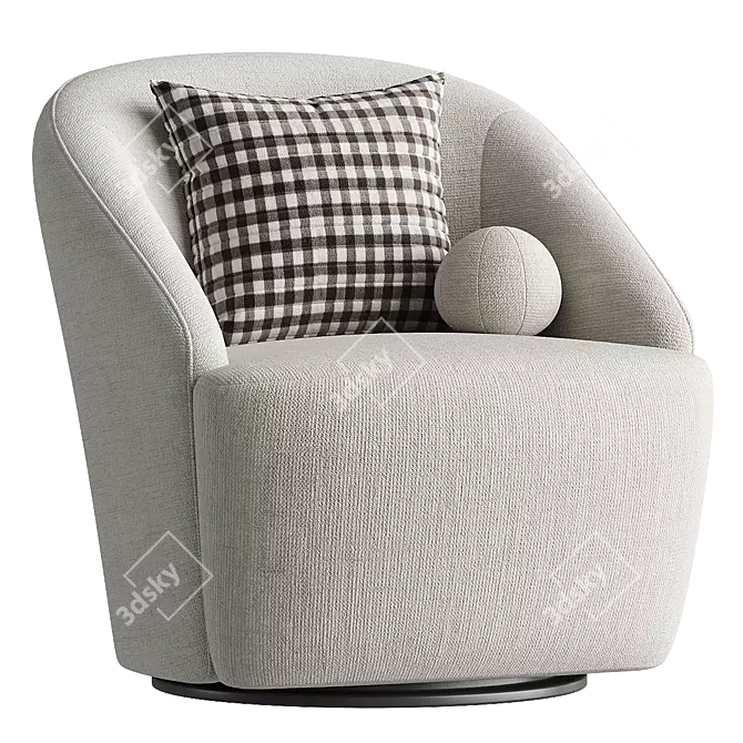 Elegant Swivel Armchair in Rustic Style 3D model image 2