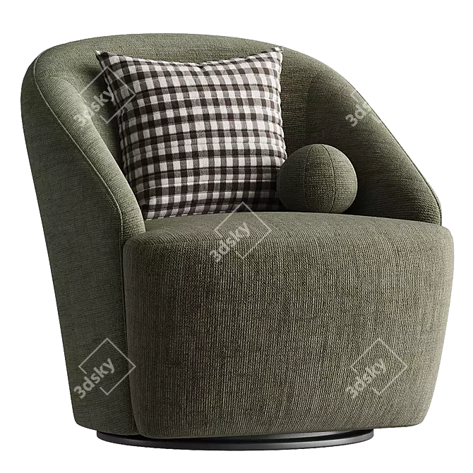 Elegant Swivel Armchair in Rustic Style 3D model image 3