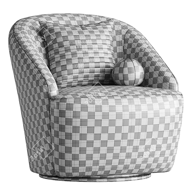 Elegant Swivel Armchair in Rustic Style 3D model image 4